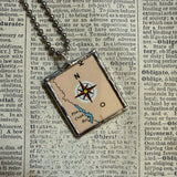 San Francisco vintage map, hand-soldered glass pendant