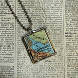 Buenos Aires Argentina vintage map and flag, hand-soldered glass pendant