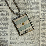 Buenos Aires Argentina vintage map and flag, hand-soldered glass pendant