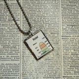 London England vintage map, hand-soldered glass pendant