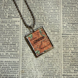 London England vintage map, hand-soldered glass pendant