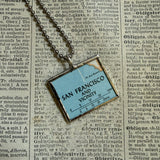 San Francisco vintage map, hand-soldered glass pendant