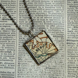 Berlin, Germany vintage map, hand-soldered glass pendant