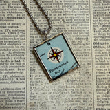 Berlin germany vintage map, hand-soldered glass pendant