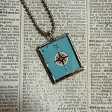 Paris France vintage map, hand-soldered glass pendant