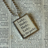 Meadow lark bird, vintage children's book illustrations, up-cycled to soldered glass pendant