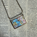 San Francisco, Oakland, vintage maps, upcycled to hand-soldered glass pendant