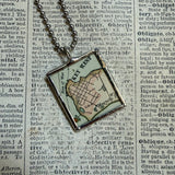 Key West Florida, vintage map, hand-soldered glass pendant