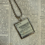 Venice, vintage map, hand-soldered glass pendant