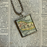 Havana Cuba, vintage map, hand-soldered glass pendant