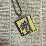 Madeline and Miss Clavel, original illustrations from vintage book, up-cycled to soldered glass pendant