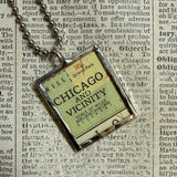 Chicago, vintage map, hand-soldered glass pendant