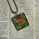 Shanghai, China vintage map, hand-soldered glass pendant