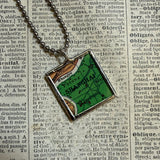 Shanghai, China vintage map, hand-soldered glass pendant