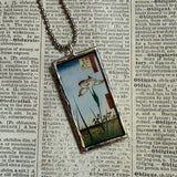 Birds and flowers Japanese woodblock prints, up-cycled to hand-soldered glass pendant