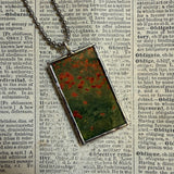 Claude Monet, poppy field, upcycled to soldered glass pendant