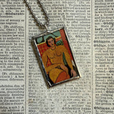 Woman with guitar, Henri Matisse, upcycled to hand soldered glass pendant