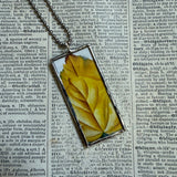 Georgia O'Keeffe, modern art, abstract painting, upcycled to hand-soldered glass pendant
