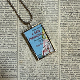San Francisco vintage map, hand-soldered glass pendant