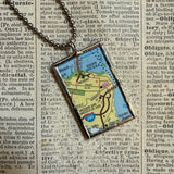 San Francisco vintage map, hand-soldered glass pendant