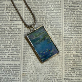 Claude Monet, garden and waterlilies, upcycled to soldered glass pendant