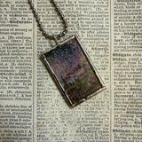 Claude Monet, garden and waterlilies, upcycled to soldered glass pendant