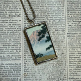 Winter scene, mount fuji, Japanese woodblock prints, up-cycled to hand-soldered glass pendant (Copy)