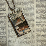 Winter scene, mount fuji, Japanese woodblock prints, up-cycled to hand-soldered glass pendant (Copy)