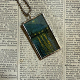 Vincent Van Gogh Starry Night on the Rhone upcycled to hand soldered glass pendant