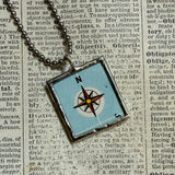 Barcelona Spain vintage map, hand-soldered glass pendant
