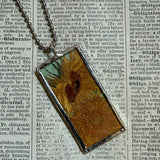 Vincent Van Gogh Iris, Sunflowers upcycled to hand soldered glass pendant