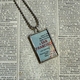 San Francisco vintage map, hand-soldered glass pendant