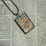 San Francisco vintage map, hand-soldered glass pendant