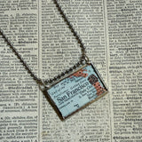 San Francisco, Oakland, vintage maps, upcycled to hand-soldered glass pendant