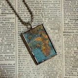 Africa vintage maps, hand-soldered glass pendant