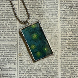 Vincent Van Gogh Starry Night on the Rhone upcycled to hand soldered glass pendant