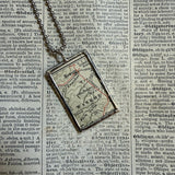 Lake Tahoe vintage map, hand-soldered glass pendant