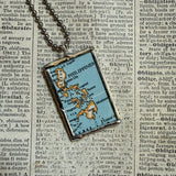 Philippines vintage map, hand-soldered glass pendant