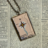 Philippines vintage map, hand-soldered glass pendant