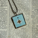 Portland, Oregon vintage map, hand-soldered glass pendant