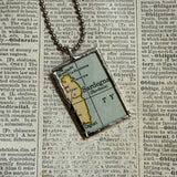 Sardinia, Sicily Italy vintage map, hand-soldered glass pendant