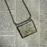 Galapagos, Easter Island, vintage maps, upcycled to hand-soldered glass pendant