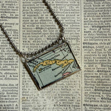 Cuba, Florida, vintage maps, upcycled from 1930s atlas, up-cycled to hand-soldered glass pendant