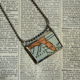 Cuba, Florida, vintage maps, upcycled from 1930s atlas, up-cycled to hand-soldered glass pendant
