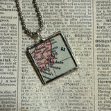 Tokyo Japan vintage map, hand-soldered glass pendant