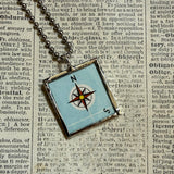 Barcelona Spain vintage map, hand-soldered glass pendant