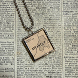 Atlanta Georgia vintage map, hand-soldered glass pendant