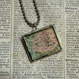 Paris, France vintage maps, hand-soldered glass pendant