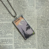 Estes Park, Rocky Mountain National Park travel poster, upcycled hand soldered glass pendant