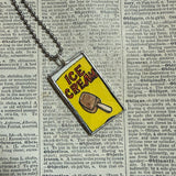 Ice Cream, Keep Left signs, original illustrations from vintage Richard Scarry book, up-cycled to soldered glass pendant